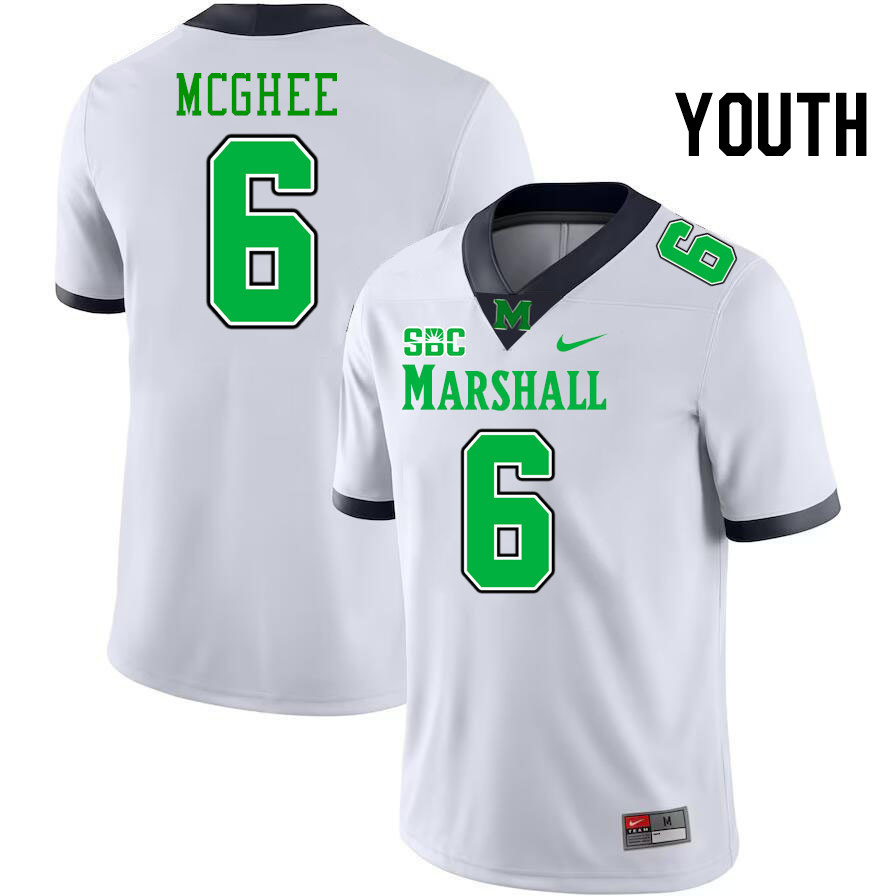Youth #6 AG McGhee Marshall Thundering Herd SBC Conference College Football Jerseys Stitched-White